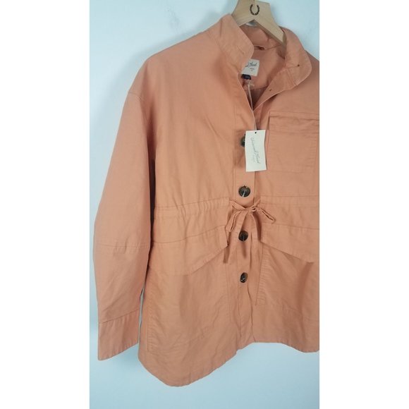 Universal Thread Women's Sz. XS Coral Drawstring Waist Button Up Utility Jacket - Picture 3 of 8